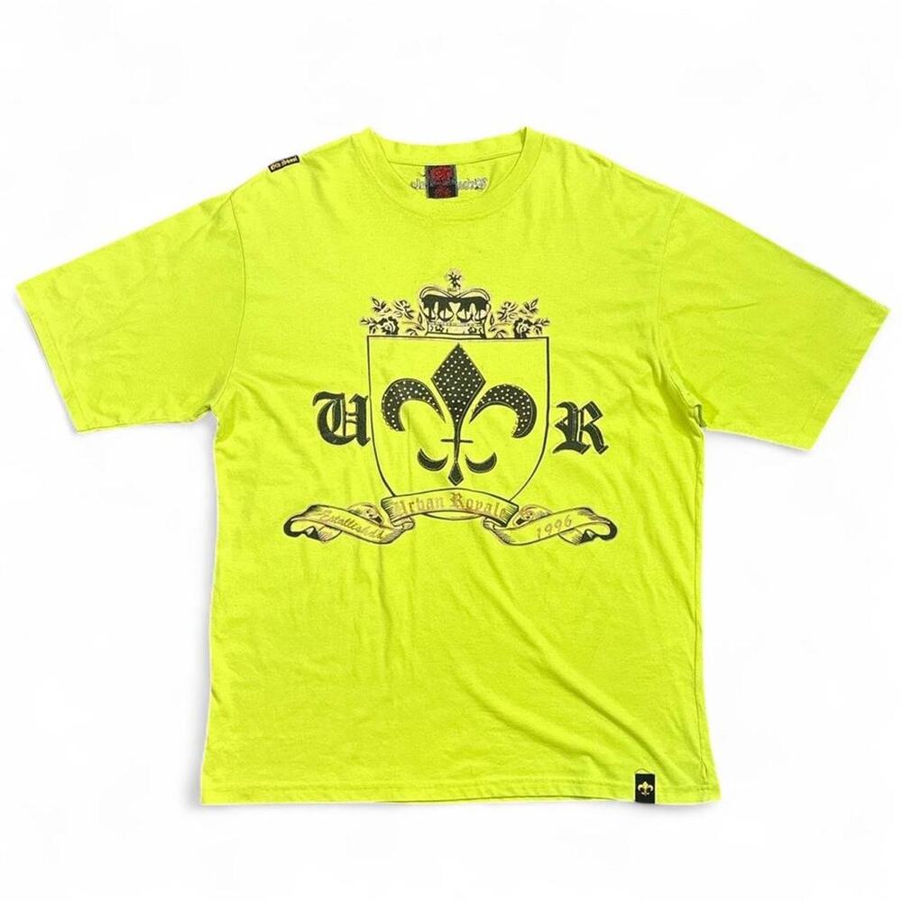 Vintage Urban Royal Men's Oversized Fleur-De-Lis Rhinestone Graphic T-Shirt XL